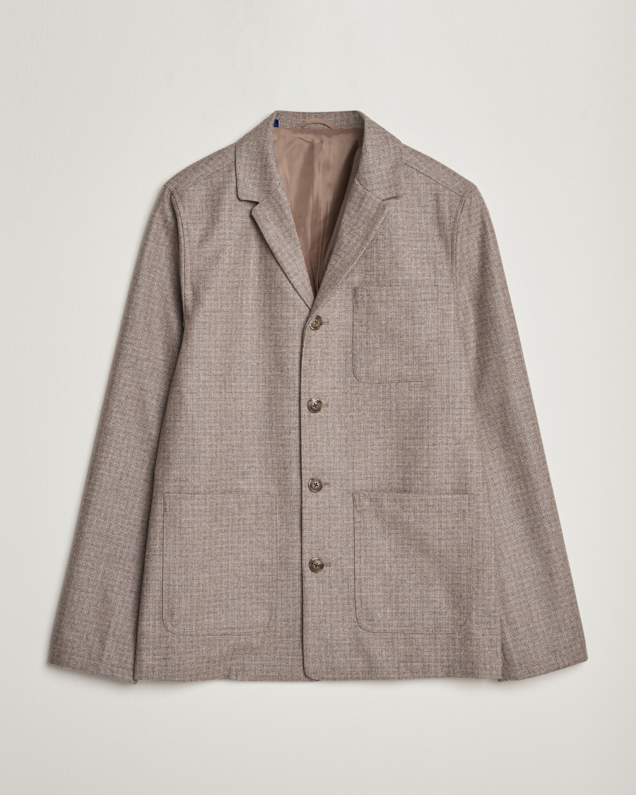 Heren | Overhemden | Eton | Wool/Cashmere Checked Overshirt Brown