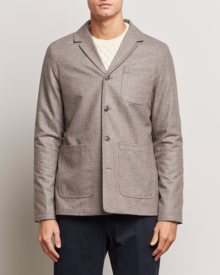 Heren | Overhemden | Eton | Wool/Cashmere Checked Overshirt Brown