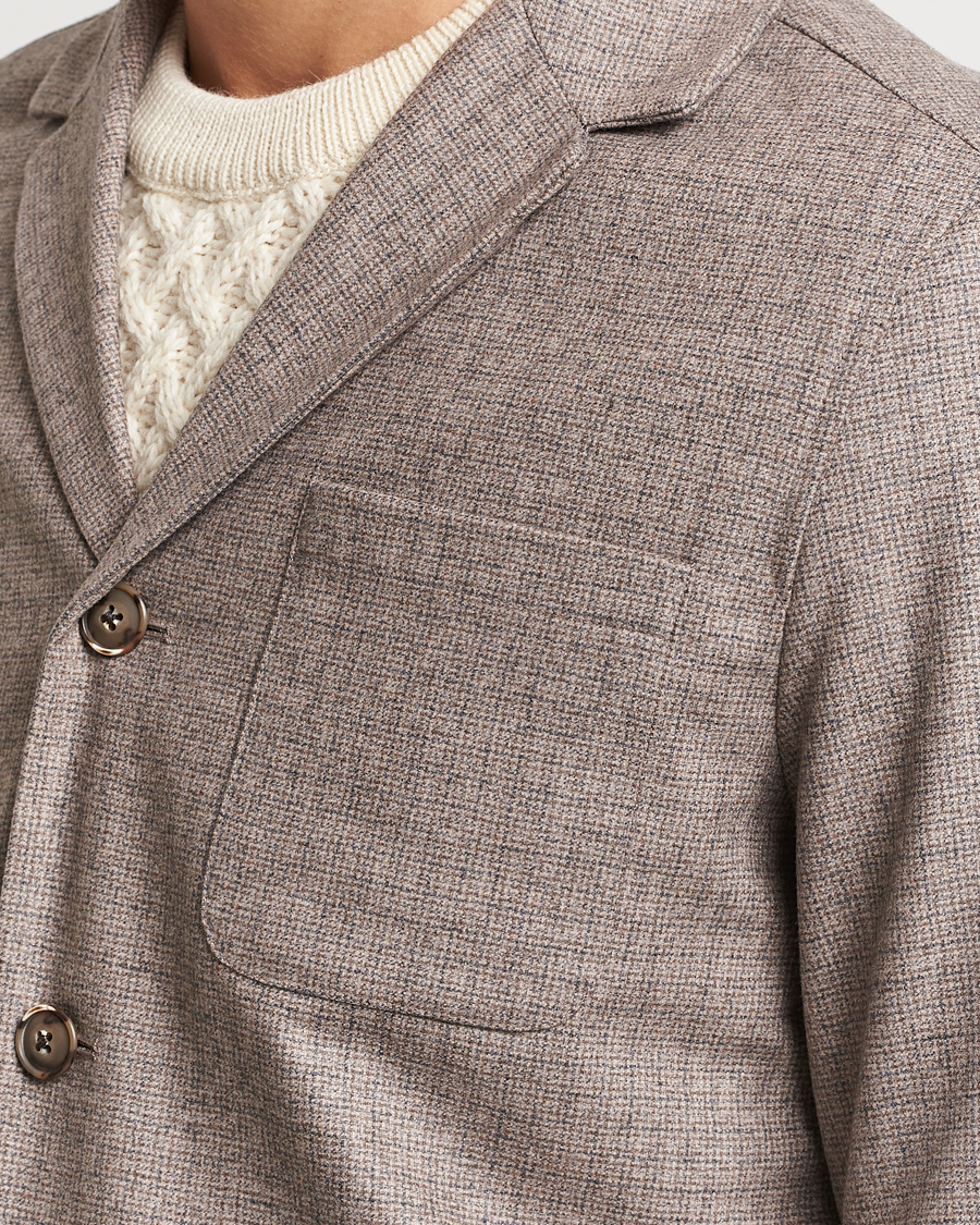 Heren | Overhemden | Eton | Wool/Cashmere Checked Overshirt Brown