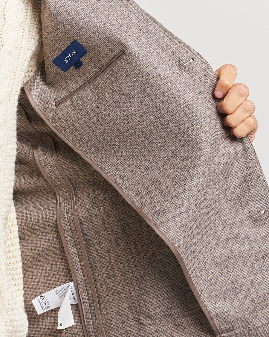 Heren | Overhemden | Eton | Wool/Cashmere Checked Overshirt Brown