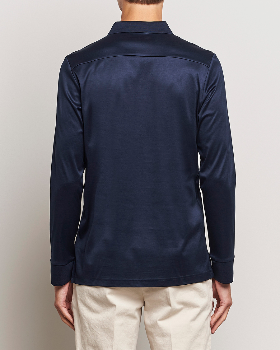 Heren | Truien | Eton | Filo Di Scozia Long Sleeve Polo Navy Blue