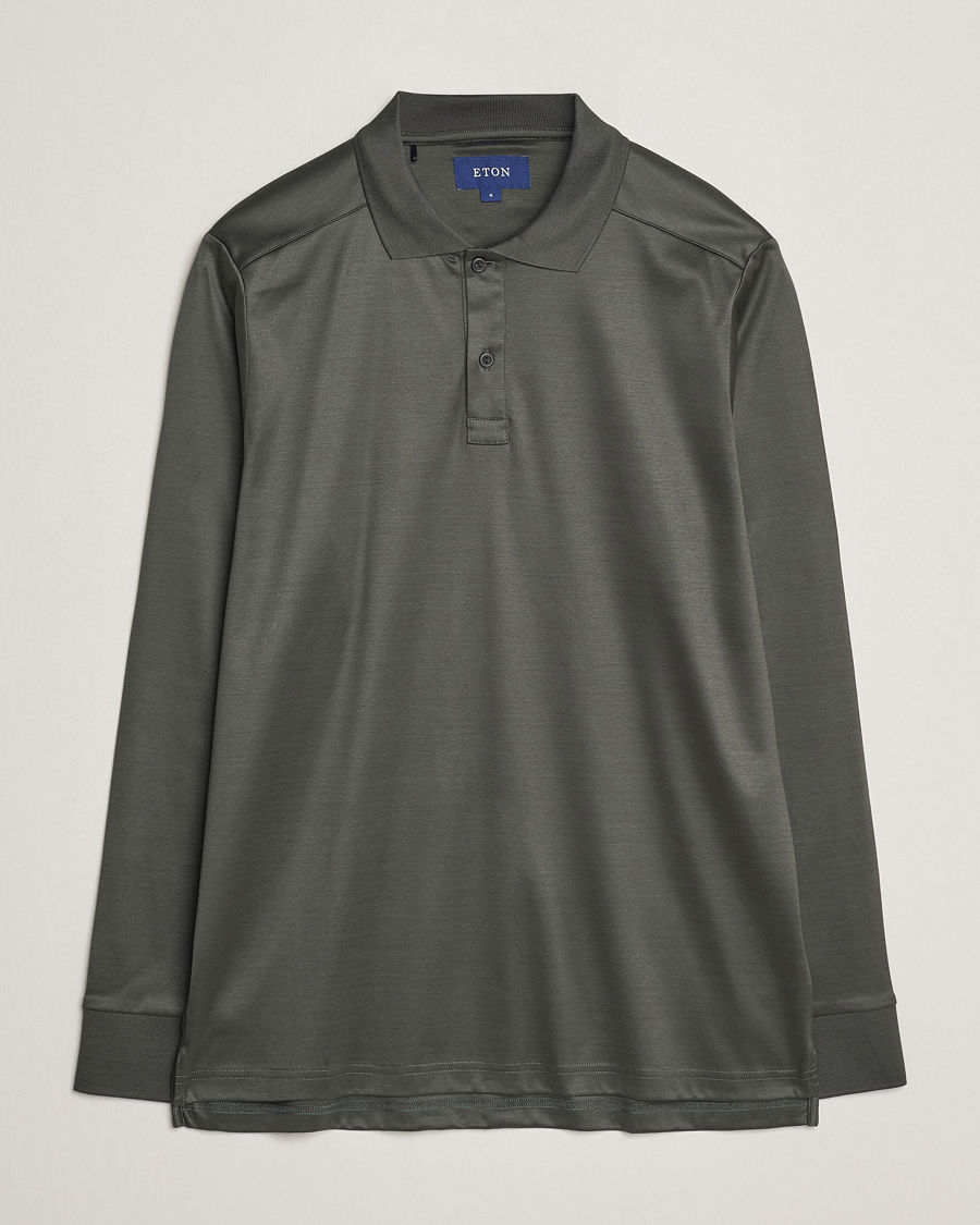 Heren | Truien | Eton | Filo Di Scozia Long Sleeve Polo Dark Green