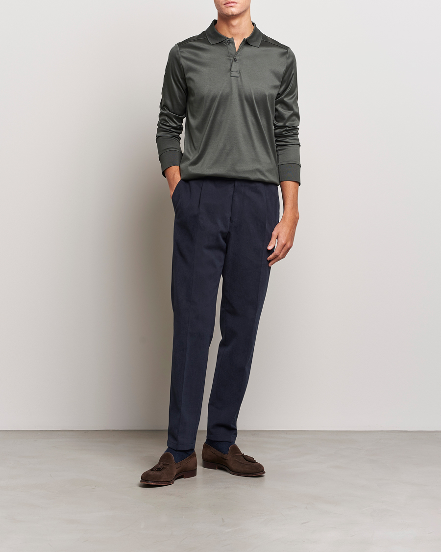 Heren | Truien | Eton | Filo Di Scozia Long Sleeve Polo Dark Green