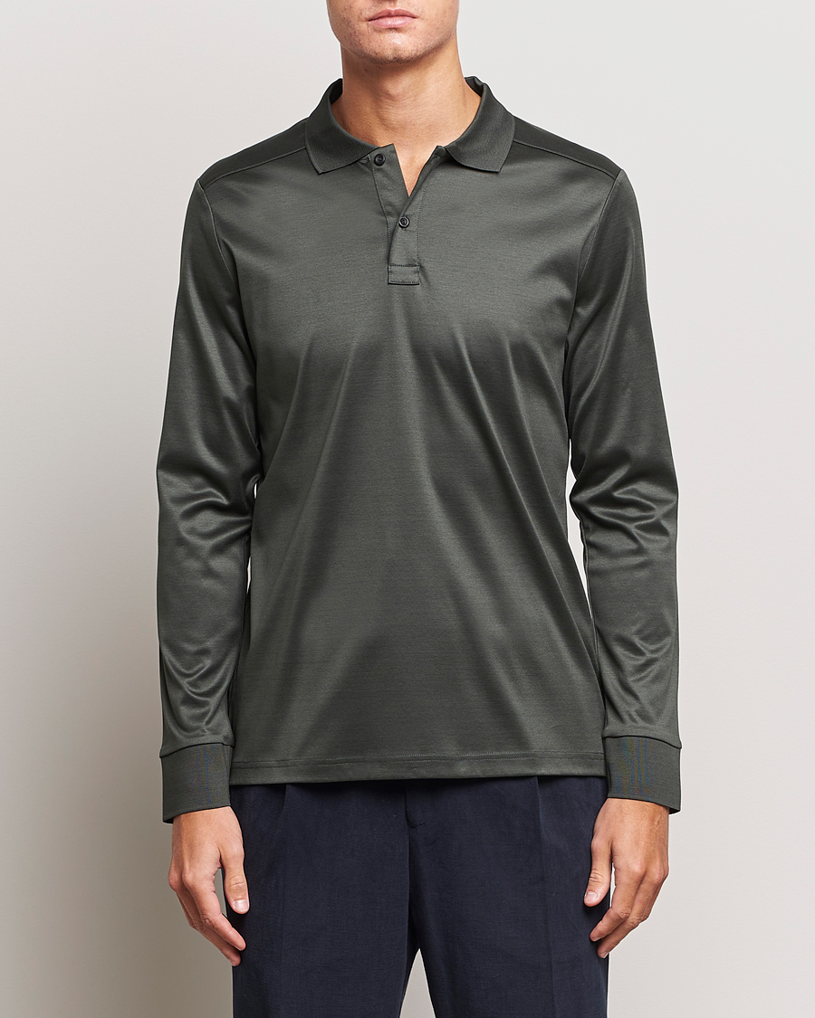 Heren | Truien | Eton | Filo Di Scozia Long Sleeve Polo Dark Green