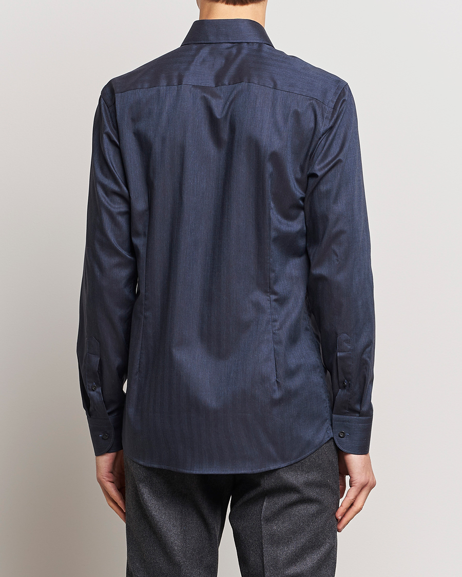Heren | Overhemden | Eton | Slim Fit Wrinkle Free Flannel Shirt Navy Blue