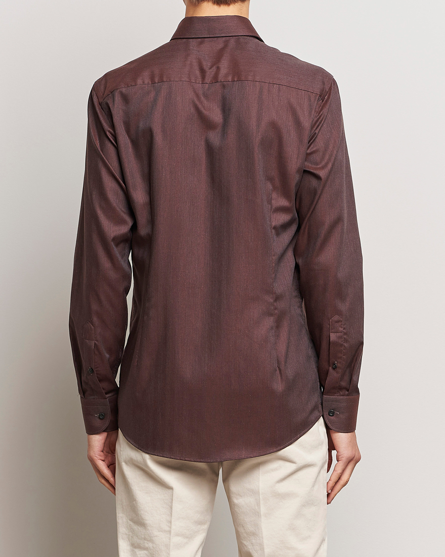 Heren | Overhemden | Eton | Slim Fit Wrinkle Free Flannel Shirt Burgundy