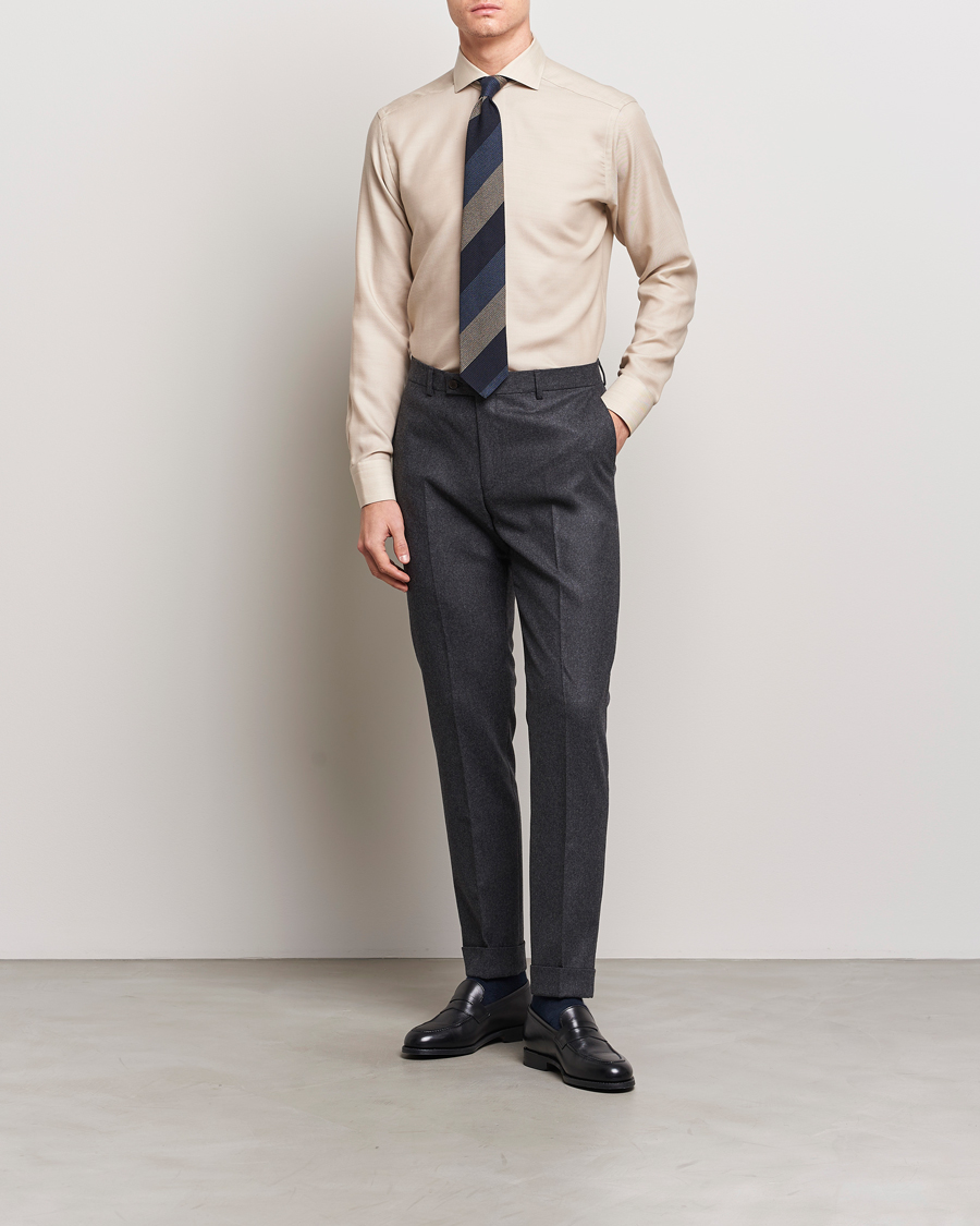 Heren | Overhemden | Eton | Slim Fit Merino Shirt Beige