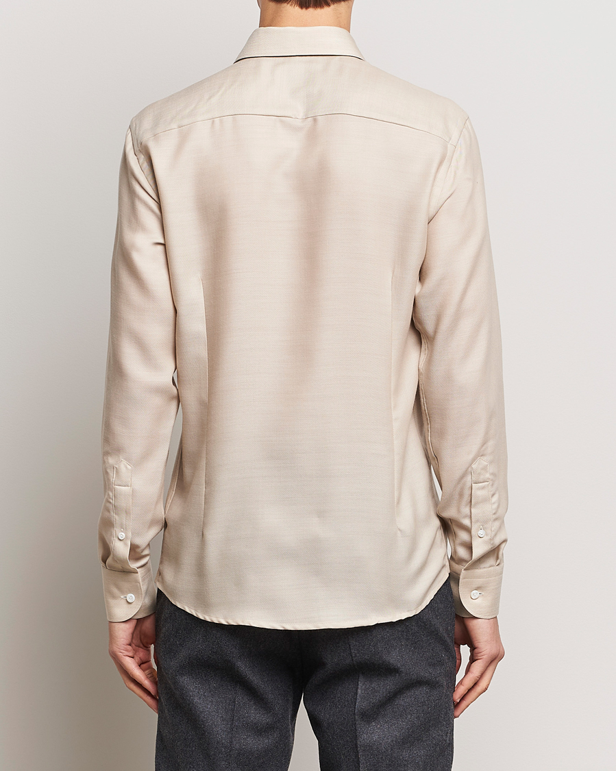 Heren | Overhemden | Eton | Slim Fit Merino Shirt Beige
