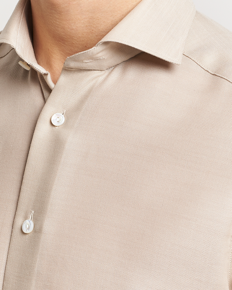 Heren | Overhemden | Eton | Slim Fit Merino Shirt Beige
