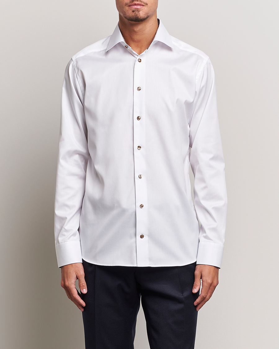 Heren | Overhemden | Eton | Slim Fit Signature Twill Contrast Shirt White