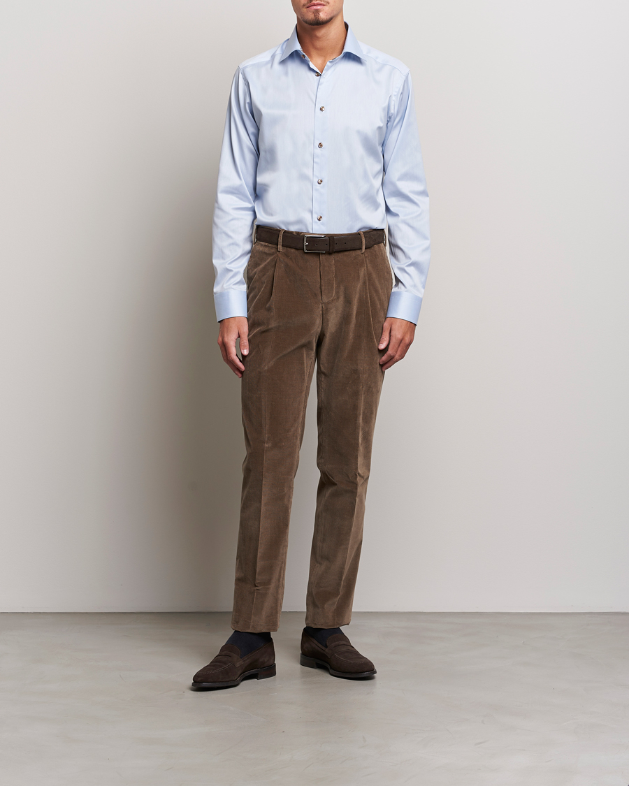 Heren | Overhemden | Eton | Slim Fit Signature Twill Contrast Shirt Blue