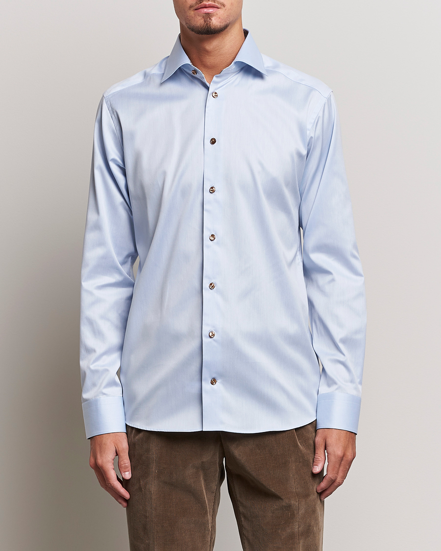 Heren | Overhemden | Eton | Slim Fit Signature Twill Contrast Shirt Blue