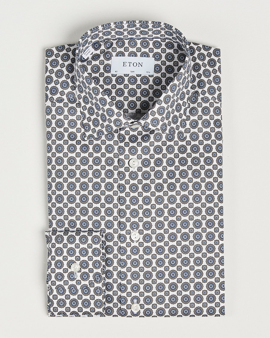 Heren | Overhemden | Eton | Slim Fit Signature Twill Printed Shirt Brown