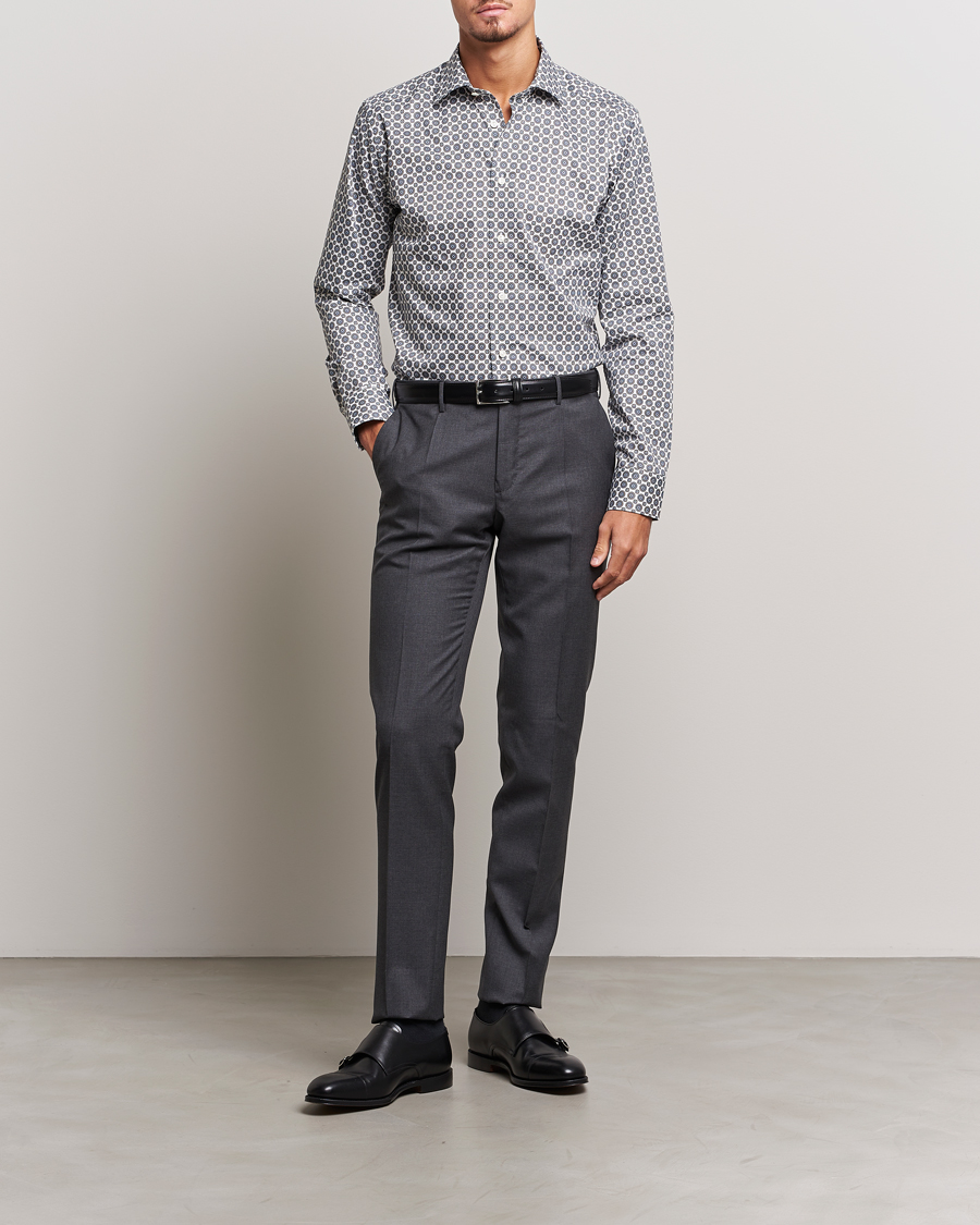 Heren | Overhemden | Eton | Slim Fit Signature Twill Printed Shirt Brown