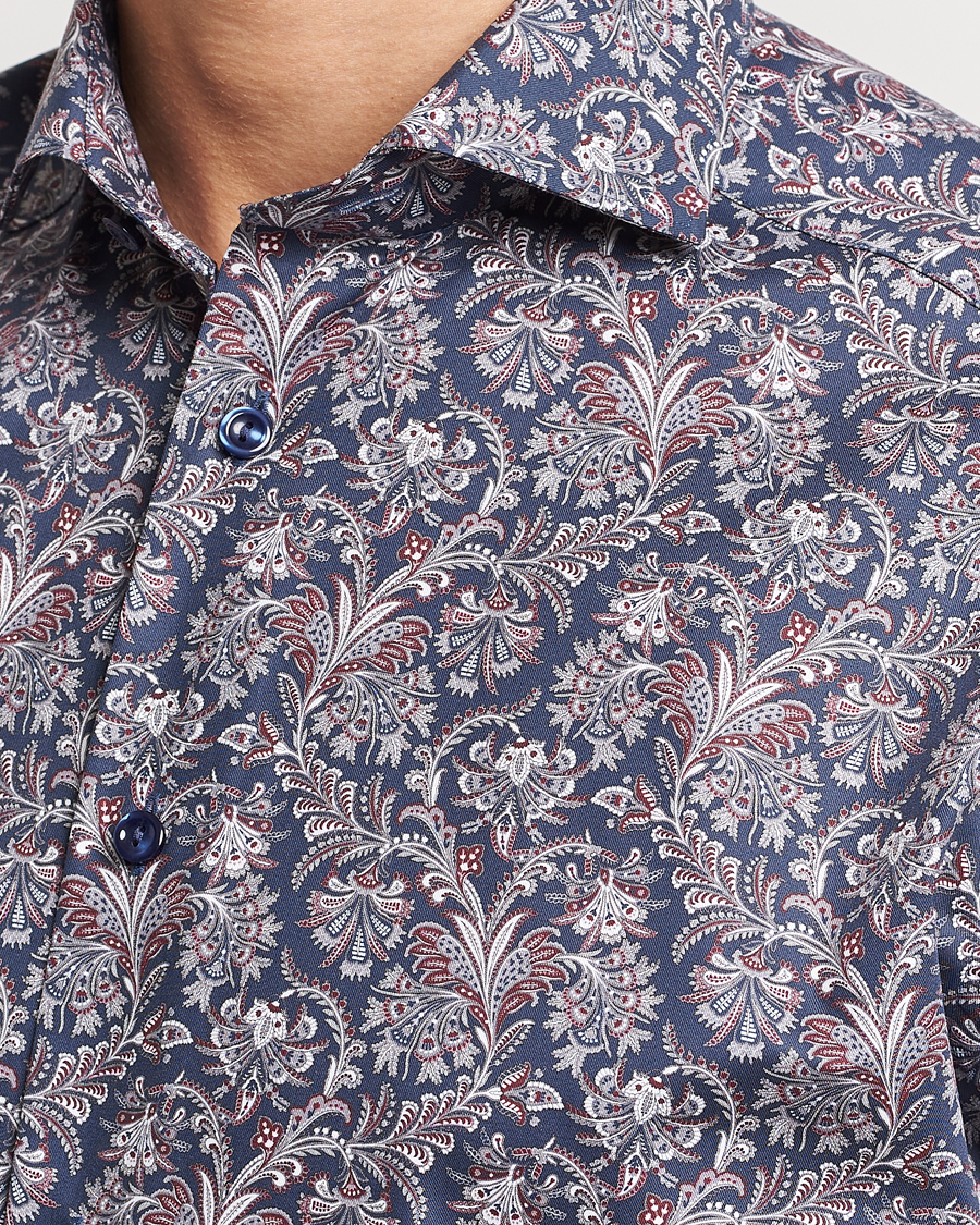 Heren | Overhemden | Eton | Slim Fit Signature Twill Printed Shirt Navy Blue