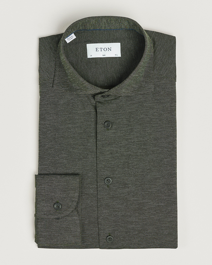 Heren | Overhemden | Eton | Slim Fit Four Way Stretch Shirt Dark Green