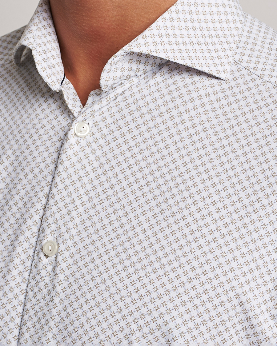 Heren | Overhemden | Eton | Slim Fit Four Way Stretch Printed Shirt Beige