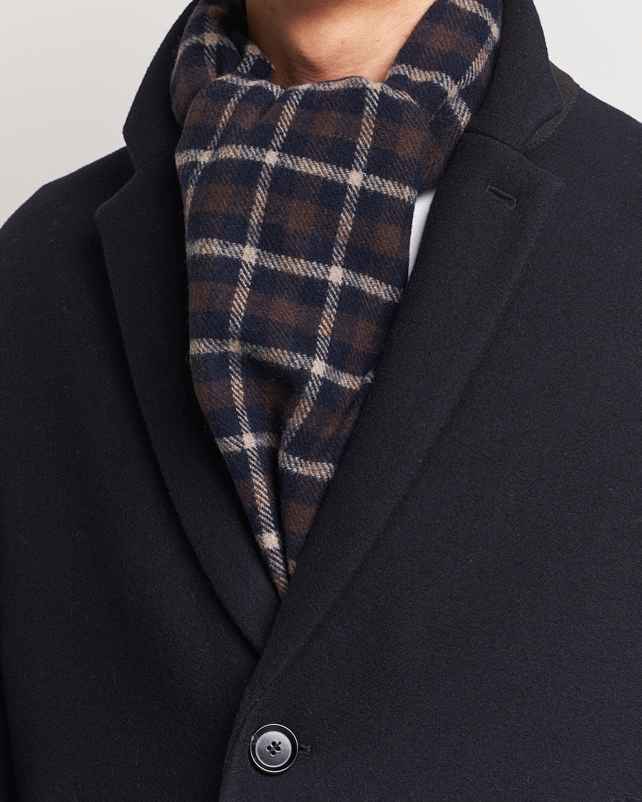 Heren |  | Eton | Checked Wool Scarf Dark Brown