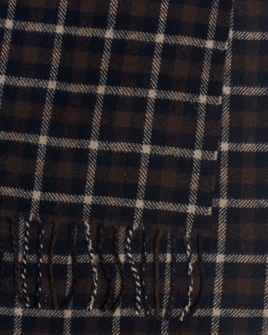 Heren | Eton Checked Wool Scarf Dark Brown | Eton | Checked Wool Scarf Dark Brown