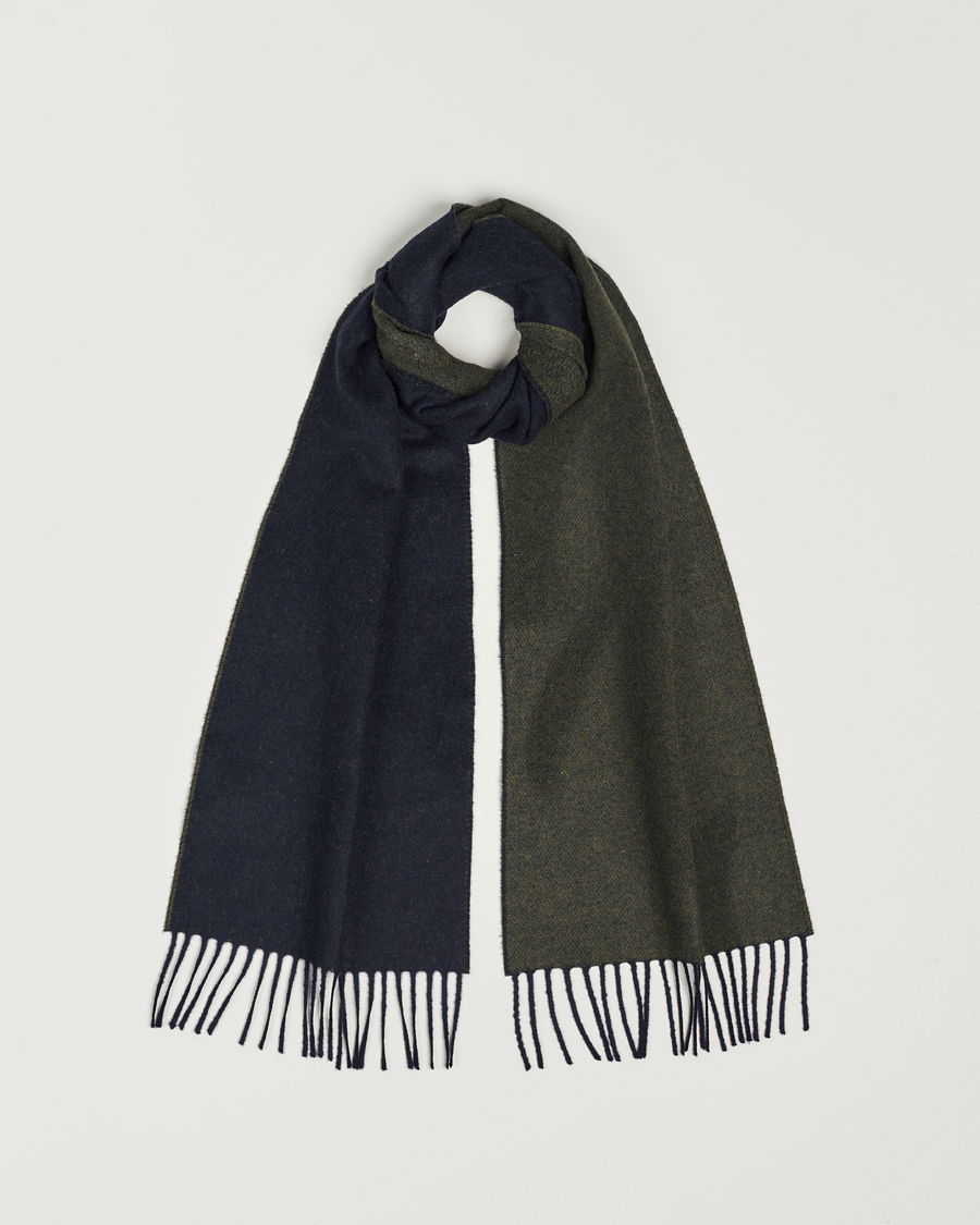 Heren | Eton Wool Two-Faced Scarf Green/Navy | Eton | Wool Two-Faced Scarf Green/Navy