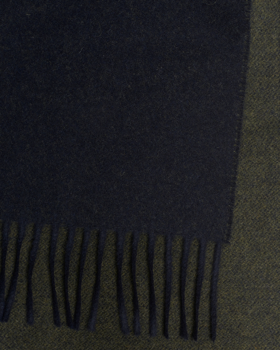 Heren | Eton Wool Two-Faced Scarf Green/Navy | Eton | Wool Two-Faced Scarf Green/Navy