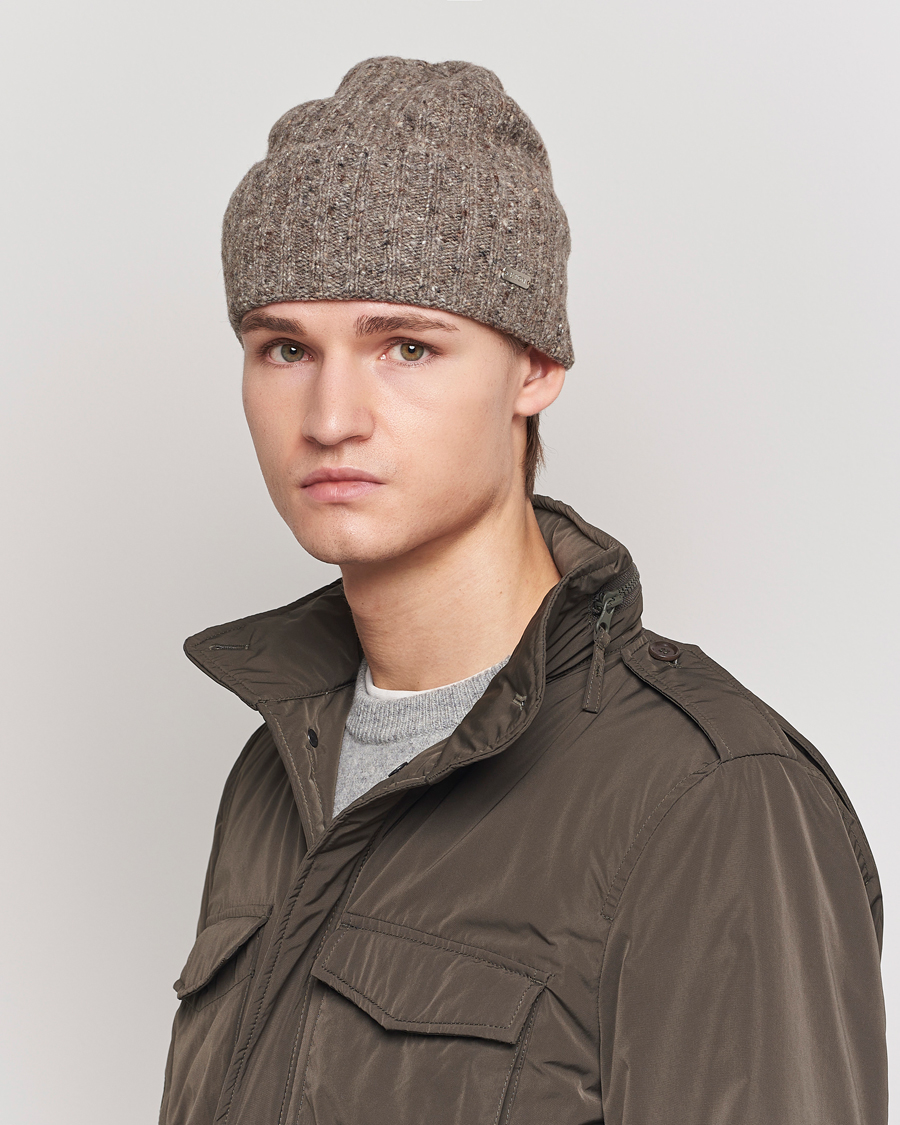 Heren |  | Eton | Wool Blend Donegal Beanie Beige