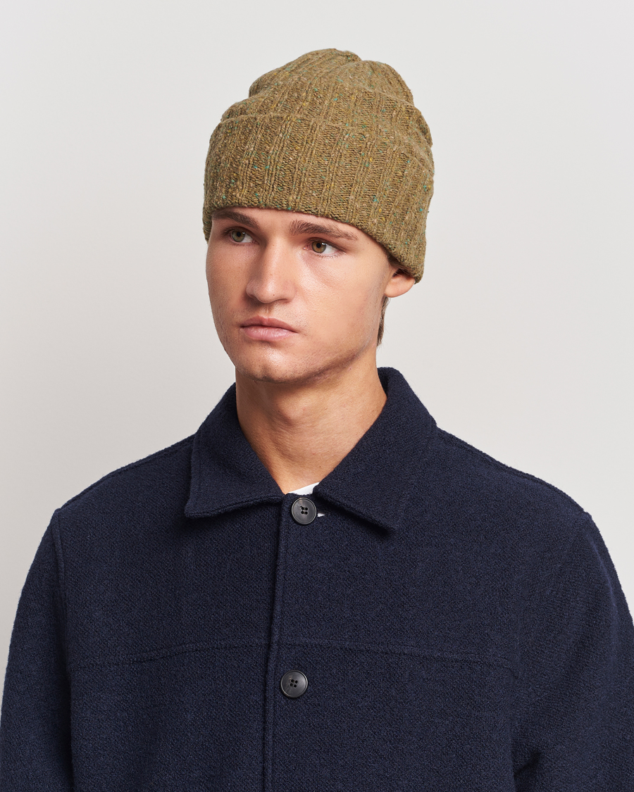 Heren | Eton Wool Blend Donegal Beanie Green | Eton | Wool Blend Donegal Beanie Green