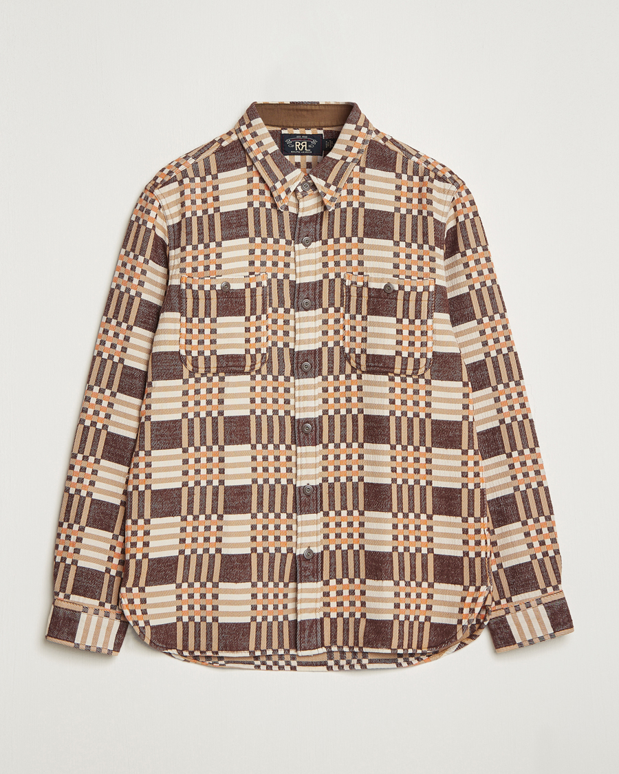 Heren | Overhemden | RRL | Cody Brushed Flannel Overshirt Brown Check