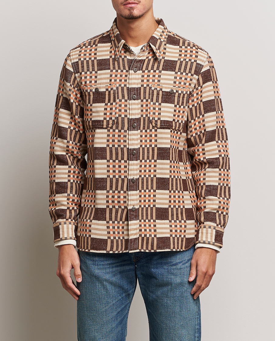 Heren | Overhemden | RRL | Cody Brushed Flannel Overshirt Brown Check