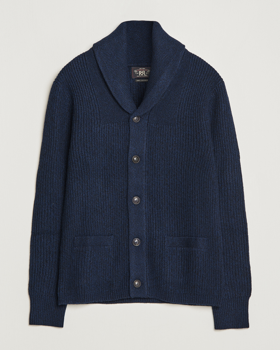 Heren | Truien | RRL | Recycled Cashmere Shawl Cardigan Navy Heather