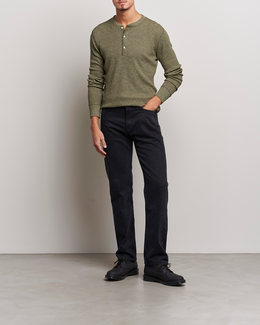 Heren | Truien | RRL | Long Sleeve Henley Olive