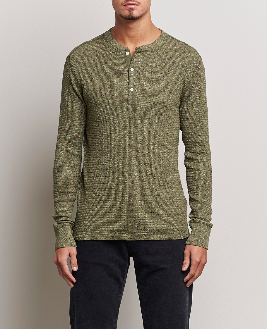 Heren | Truien | RRL | Long Sleeve Henley Olive