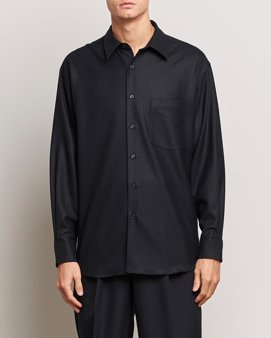 Heren | Sale | Auralee | Super Light Wool Shirt Black