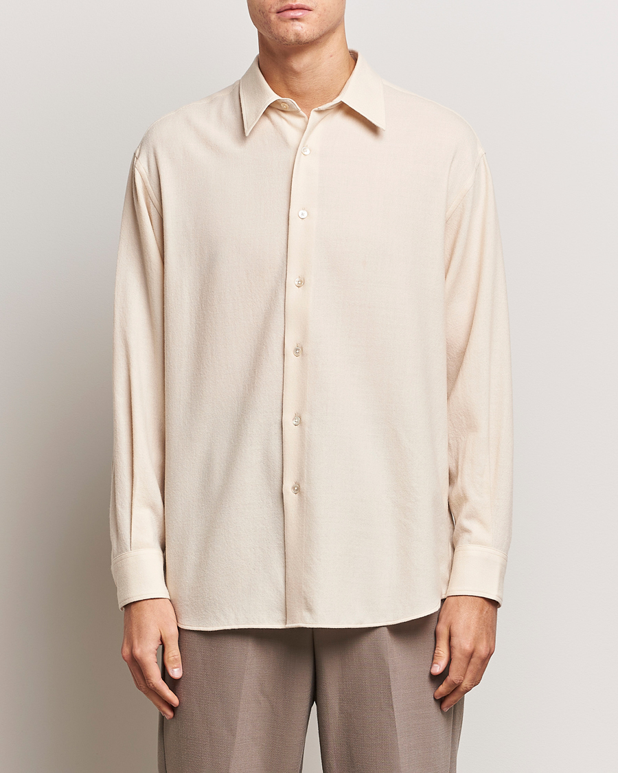 Heren | Sale | Auralee | Viyella Wool Shirt Ivory