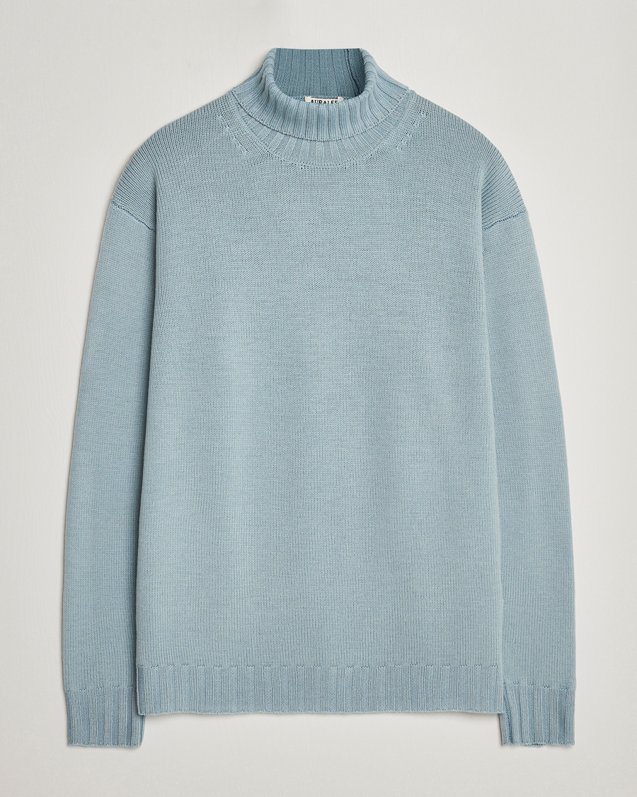 Heren | Truien | Auralee | Washed French Merino Rollneck Light Blue