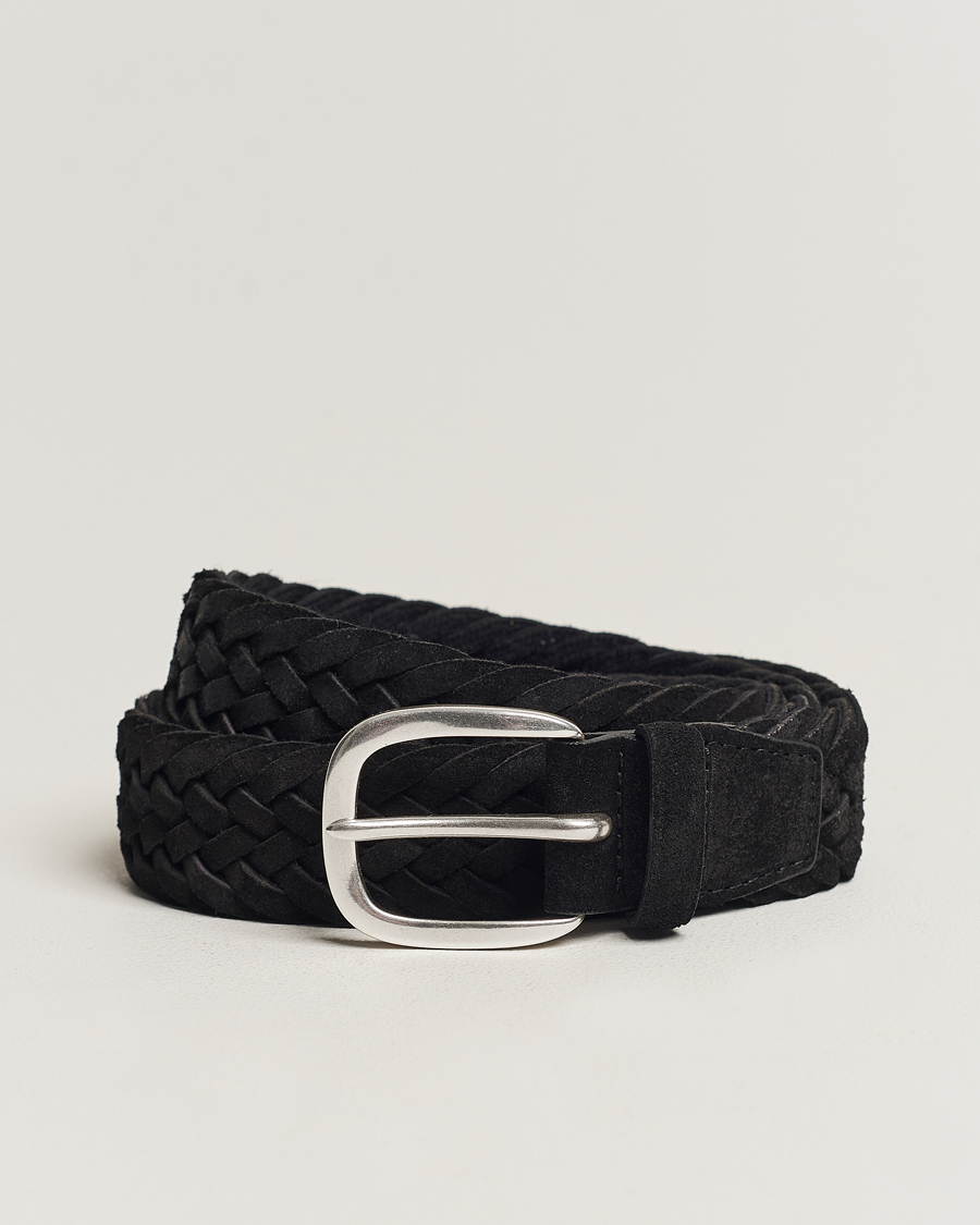 Heren | Riemen | Orciani | Braided Suede Belt 3,5 cm Black