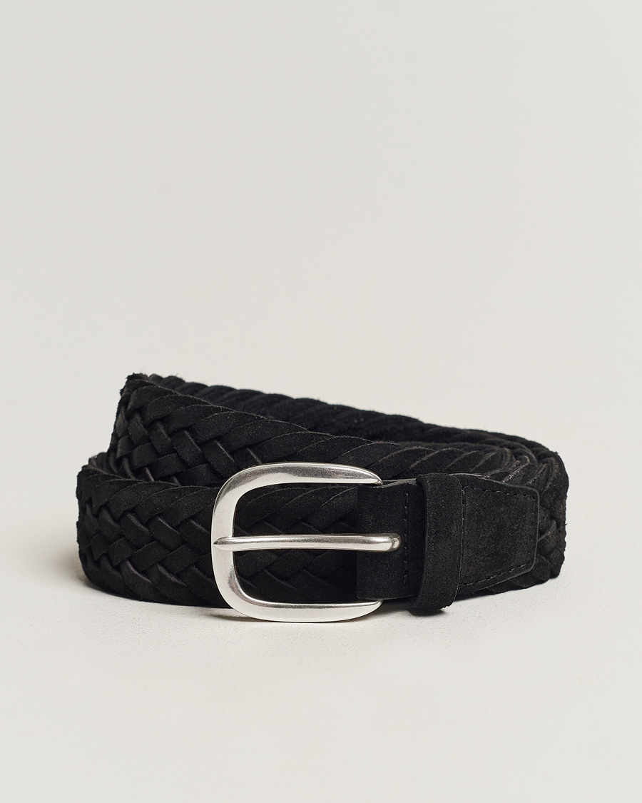 Heren | Orciani Braided Suede Belt 3,5 cm Black | Orciani | Braided Suede Belt 3,5 cm Black