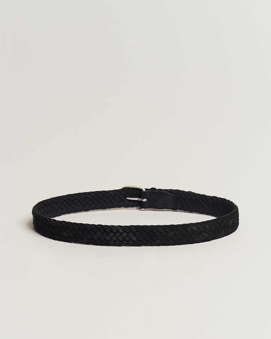 Heren | Orciani Braided Suede Belt 3,5 cm Black | Orciani | Braided Suede Belt 3,5 cm Black