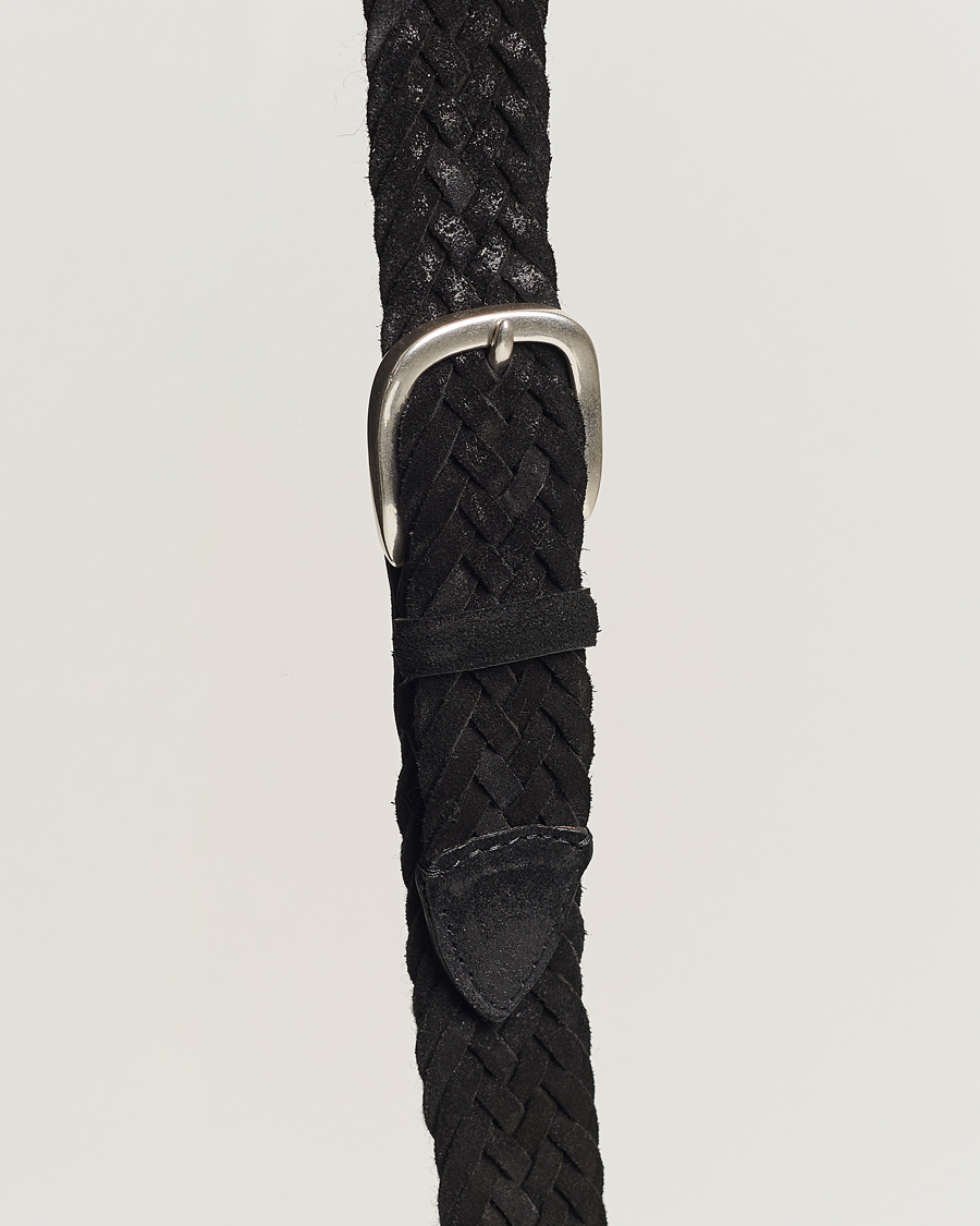 Heren | Orciani Braided Suede Belt 3,5 cm Black | Orciani | Braided Suede Belt 3,5 cm Black