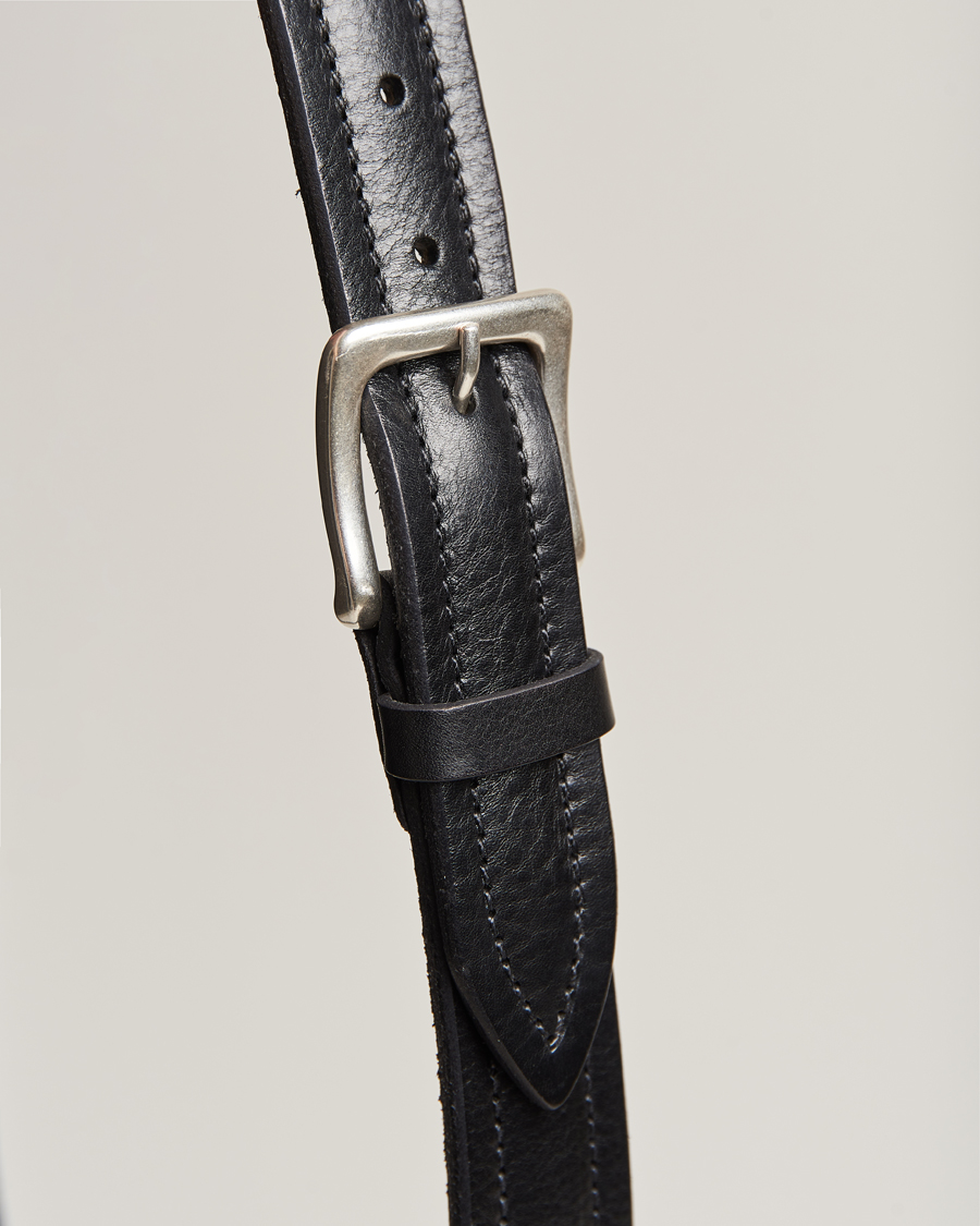 Heren | Orciani Vachetta Stitched Belt 3,5 cm Black | Orciani | Vachetta Stitched Belt 3,5 cm Black