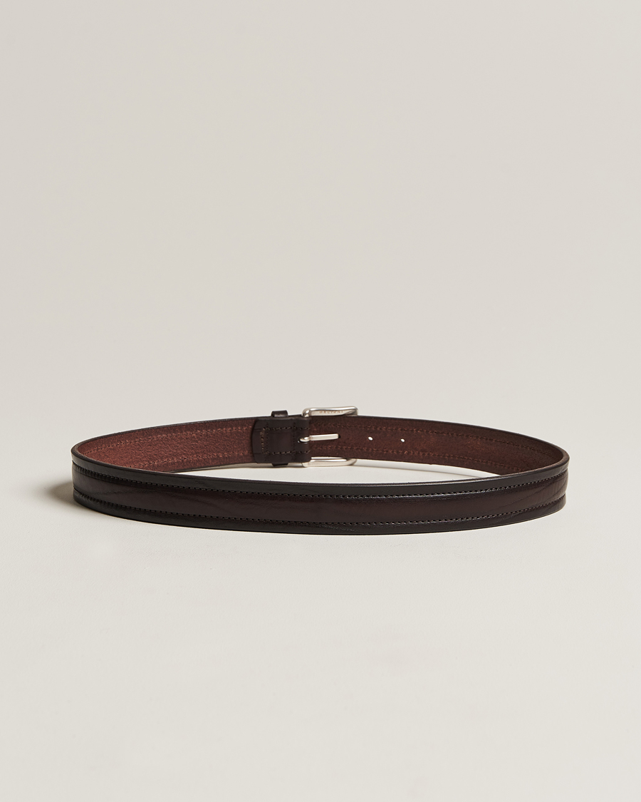 Heren |  | Orciani | Vachetta Stitched Belt 3,5 cm Dark Brown