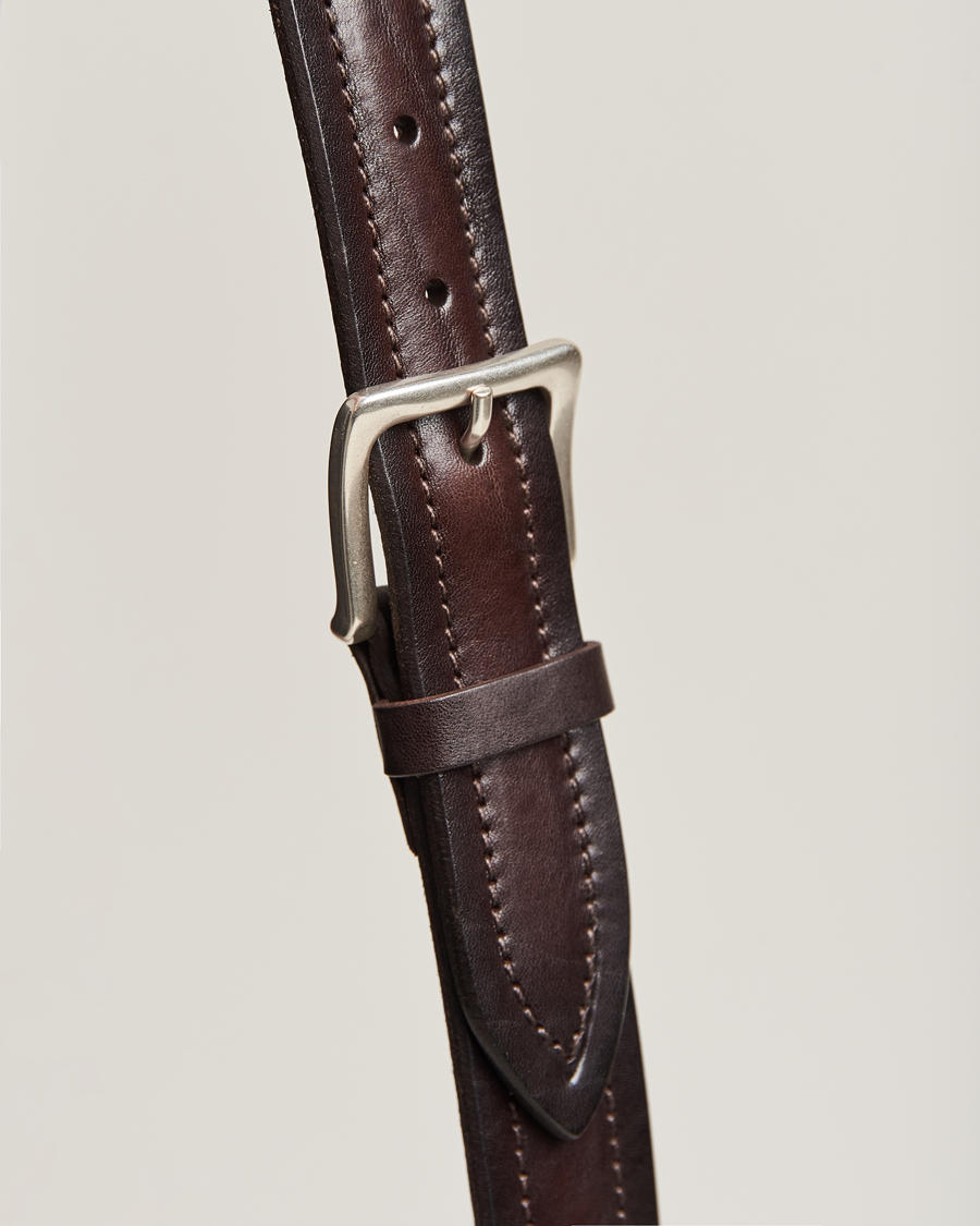 Heren | Orciani Vachetta Stitched Belt 3,5 cm Dark Brown | Orciani | Vachetta Stitched Belt 3,5 cm Dark Brown