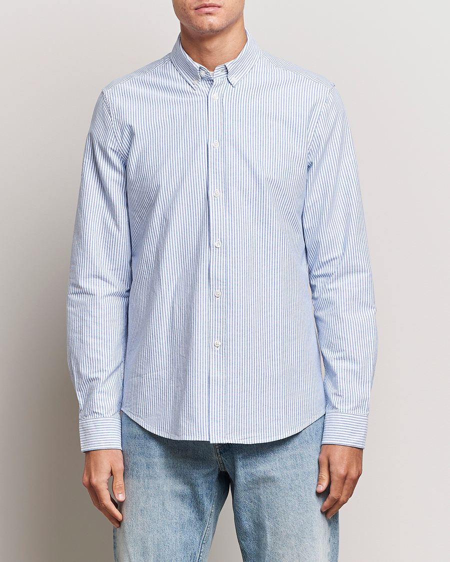 Heren | Overhemden | Samsøe Samsøe | Liam Striped Button Down Shirt Blue/White