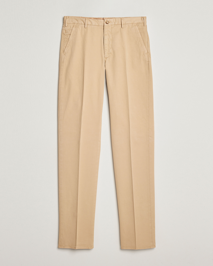 Heren | Broeken | Incotex | Straight Fit Cotton Chinos Light Beige