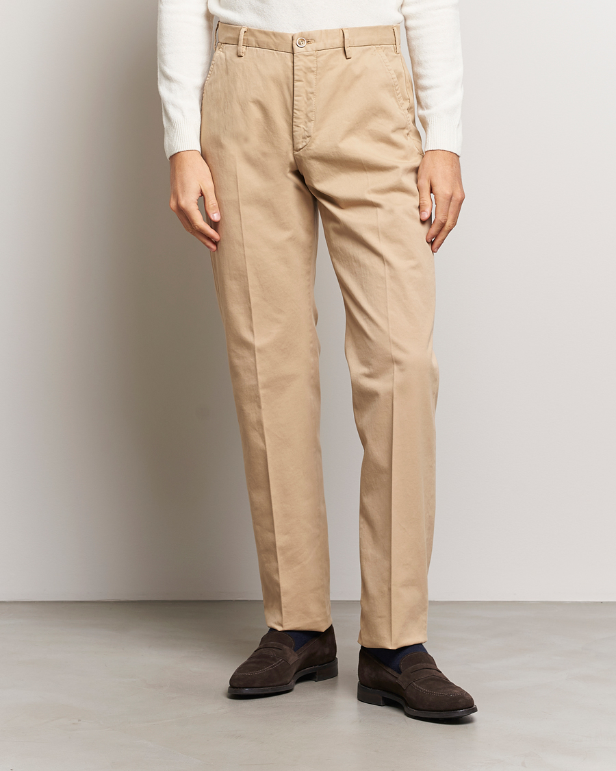 Heren | Broeken | Incotex | Straight Fit Cotton Chinos Light Beige