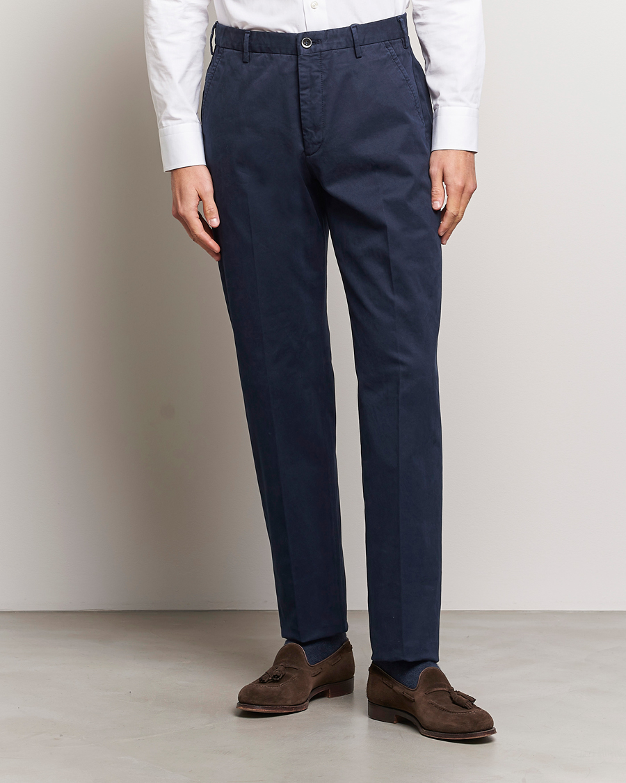 Heren | Chino's | Incotex | Straight Fit Cotton Chinos Navy