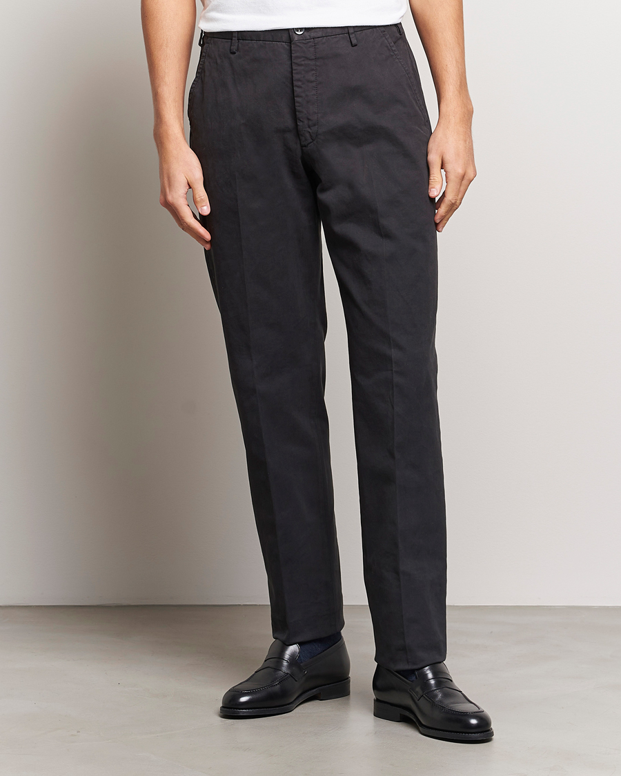Heren | Broeken | Incotex | Straight Fit Cotton Chinos Black