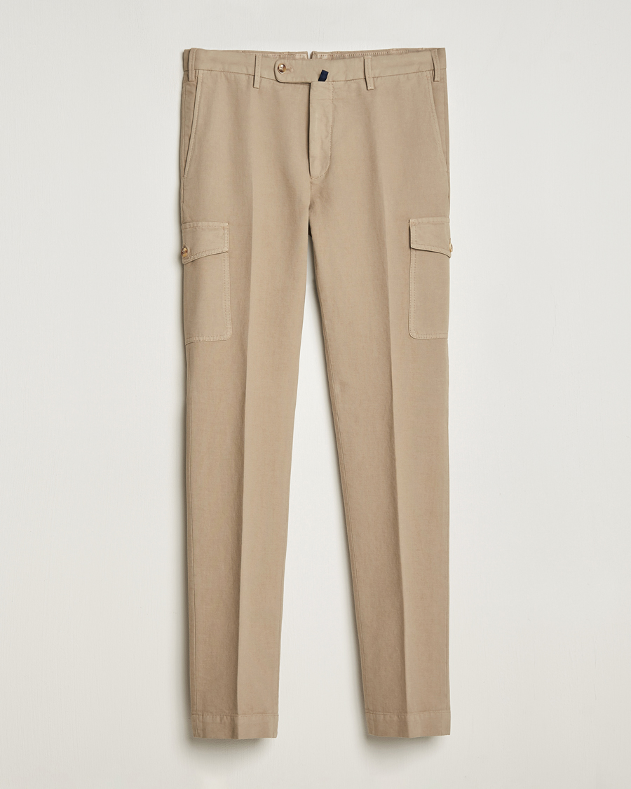 Heren | Broeken | Incotex | Slim Fit Cotton Cargo Pocket Trousers Beige