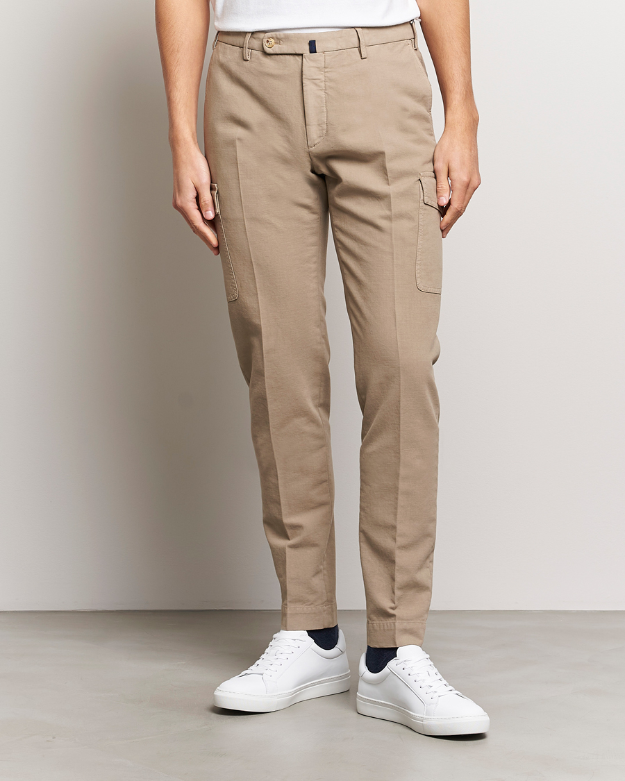 Heren | Broeken | Incotex | Slim Fit Cotton Cargo Pocket Trousers Beige