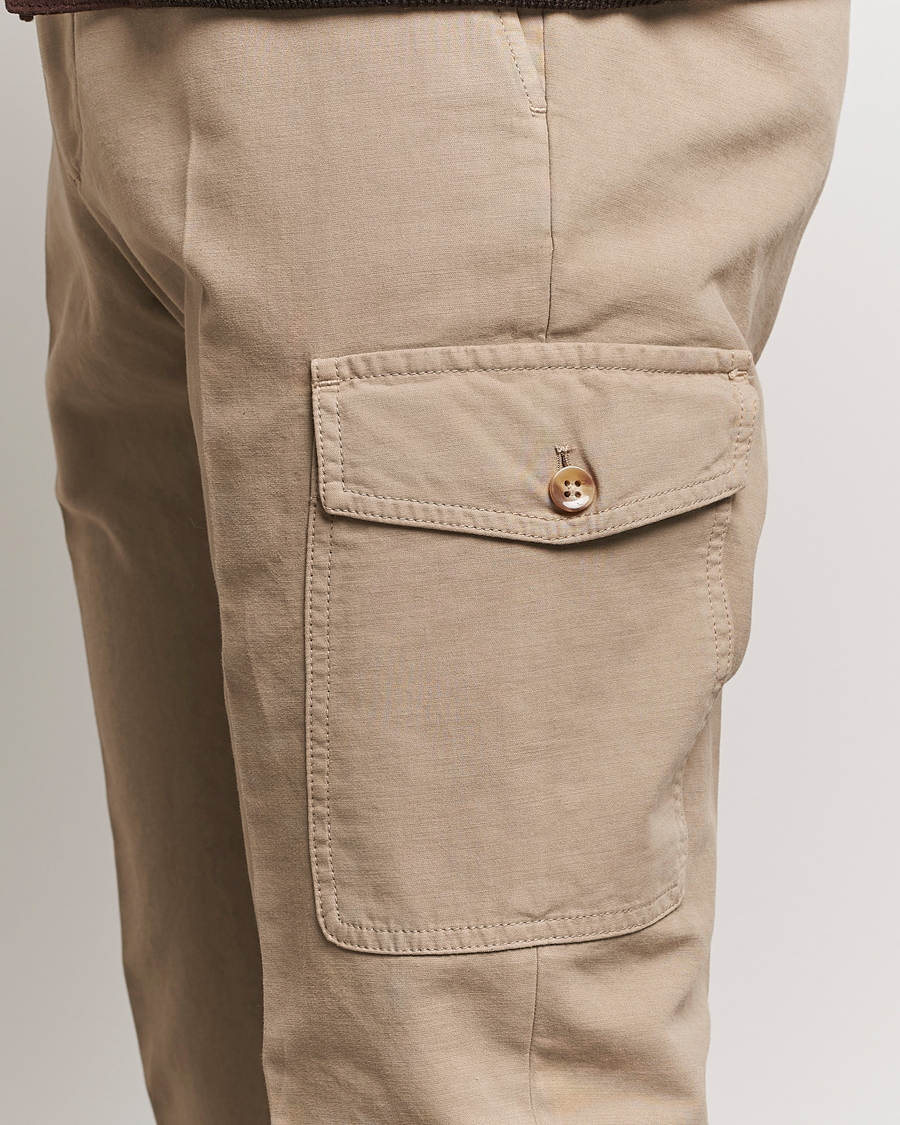 Heren | Broeken | Incotex | Slim Fit Cotton Cargo Pocket Trousers Beige
